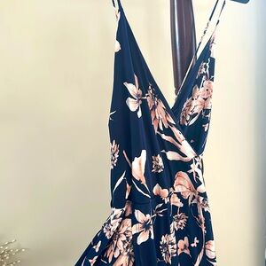 NEW Fashion Nova A view to kill floral jumpsuit, navy medium